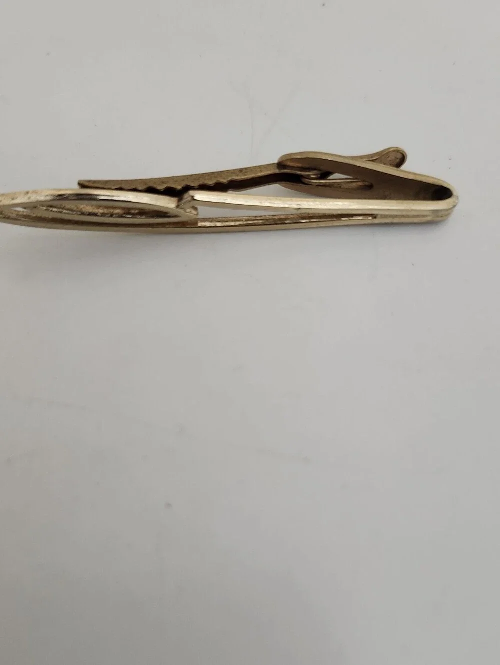 Vintage Hickok Gold Tone Tie Bar Clip Elongated Figure Eight MCM Art Deco